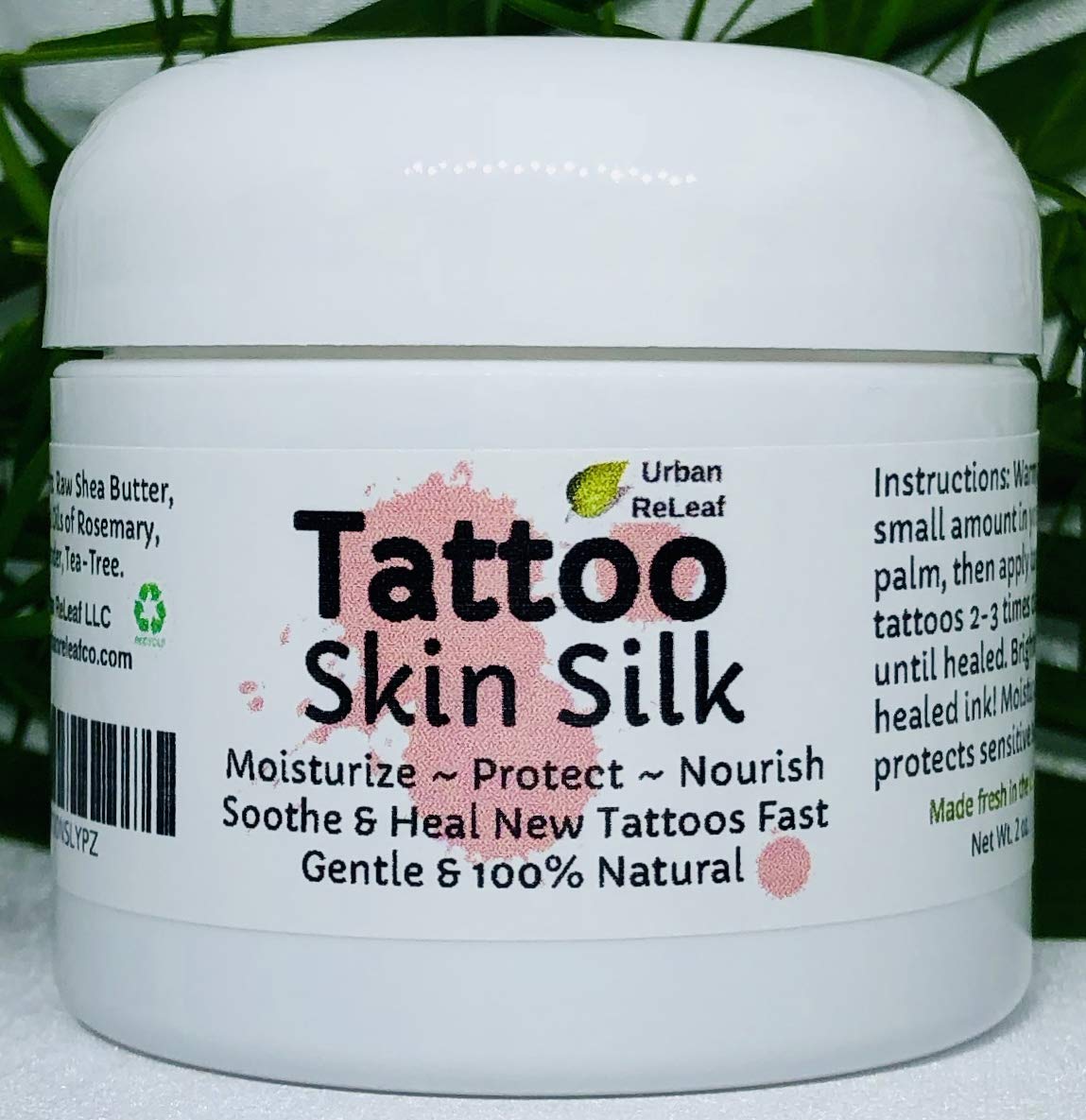 TATTOO SKIN SILK! Heal new tats fast! 100% NATURAL Rich Plant Butters. Balm Goo Ointment, 2 oz Cream Lotion Abrasions PROTECT! Earth's Finest Ingredients! Vegan. Feed your skin... rub it in! Organic Shea Butter, Coconut & Olive Oil, Soywax, Rosemary,