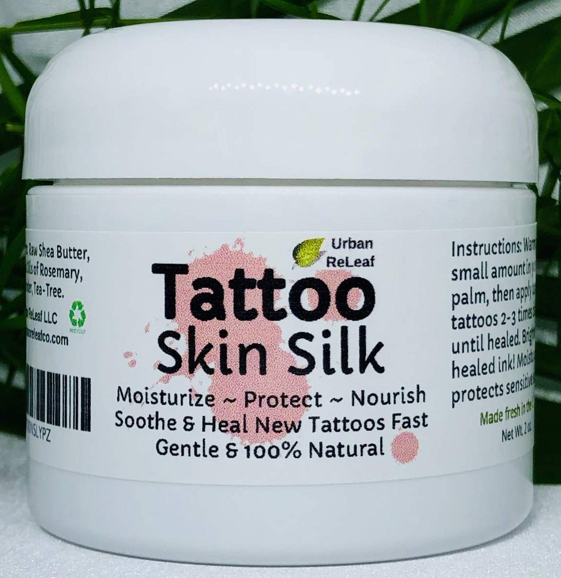 TATTOO SKIN SILK! Heal new tats fast! 100% NATURAL Rich Plant Butters. Balm Goo Ointment, 2 oz Cream Lotion Abrasions PROTECT! Earth's Finest Ingredients! Vegan. Feed your skin... rub it in! Organic Shea Butter, Coconut & Olive Oil, Soywax, Rosemary,