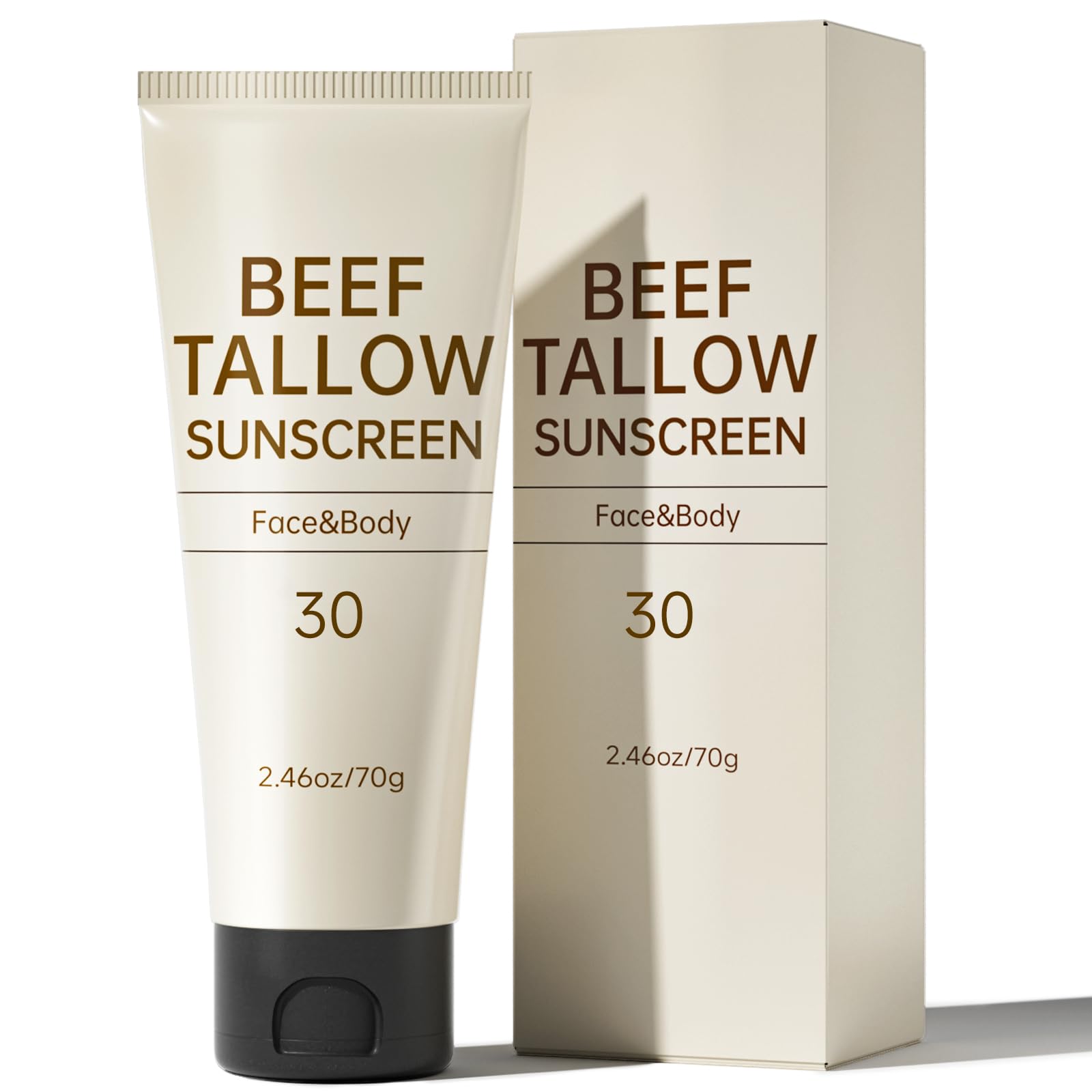 Tallow Sunscreen, Sunscreen for Face, Natural Reef Safe Face Body Beef Tallow Sunblock, Non Greasy Clean Travel Sun Screen Sunblock for Summer Outdoor Travel, 2.46 OZ