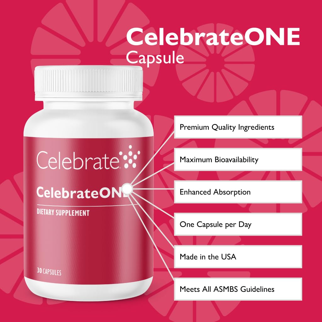 Celebrate Vitamins CelebrateONE, Iron Free - One A Day Bariatric Multivitamin, Essential Vitamins & Minerals - Gastric Bypass & Sleeve Gastrectomy Supplement (30 Capsules)
