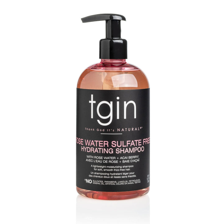 Thank God It's Natural tgin Rose Water Sulfate-Free Hydrating Shampoo for Curly, Coily and Wavy Hair, with Rose Water and Acai Berry, Moisturizes Low Porosity Hair, 13 oz