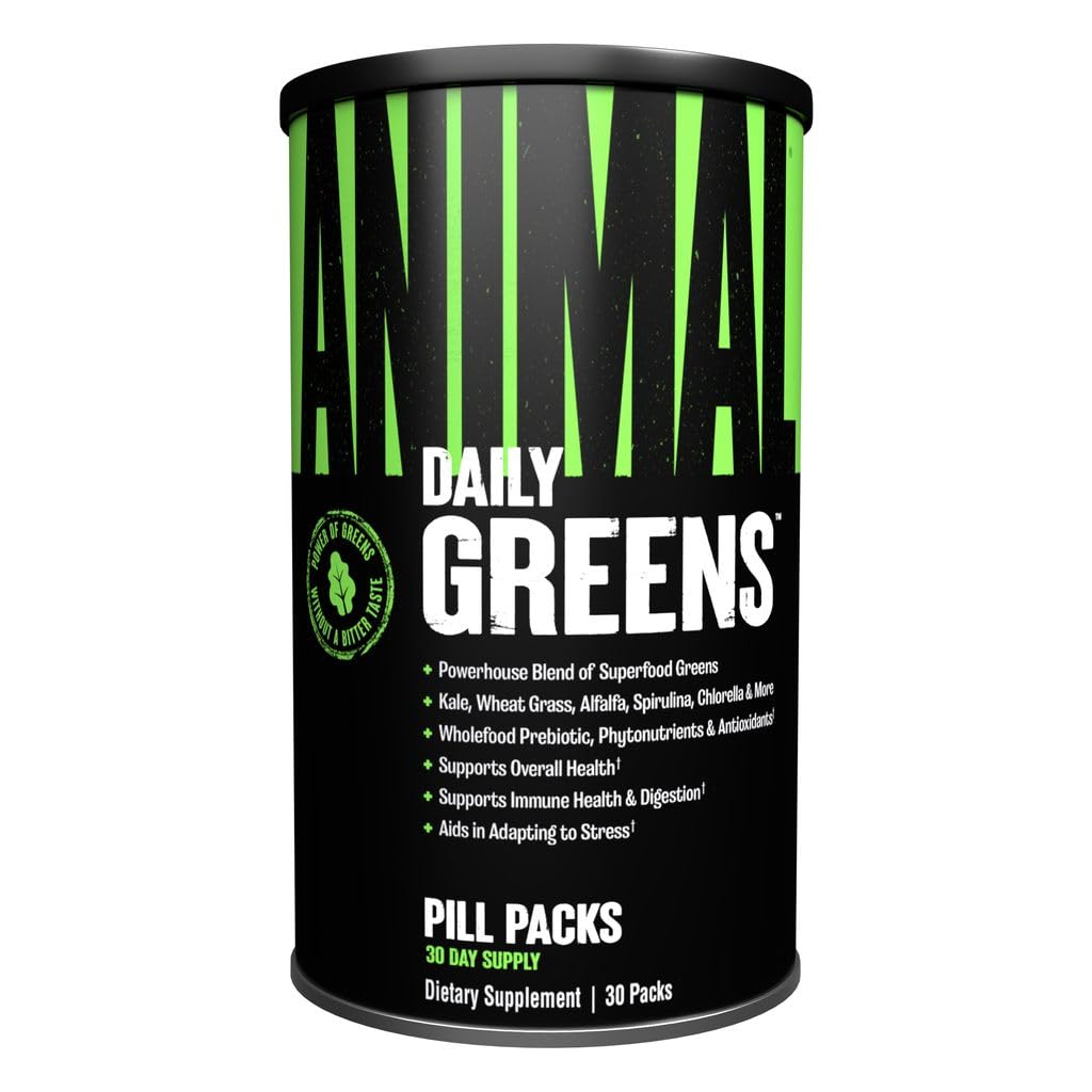 Animal Daily Greens Pill Packs - Kale, Wheat Grass, Alfalfa & More - Convenient Prebiotic and Probiotic Superfood Blend for Superior Digestion, Gut Health, and Immunity For Men & Women - 30 Day Supply