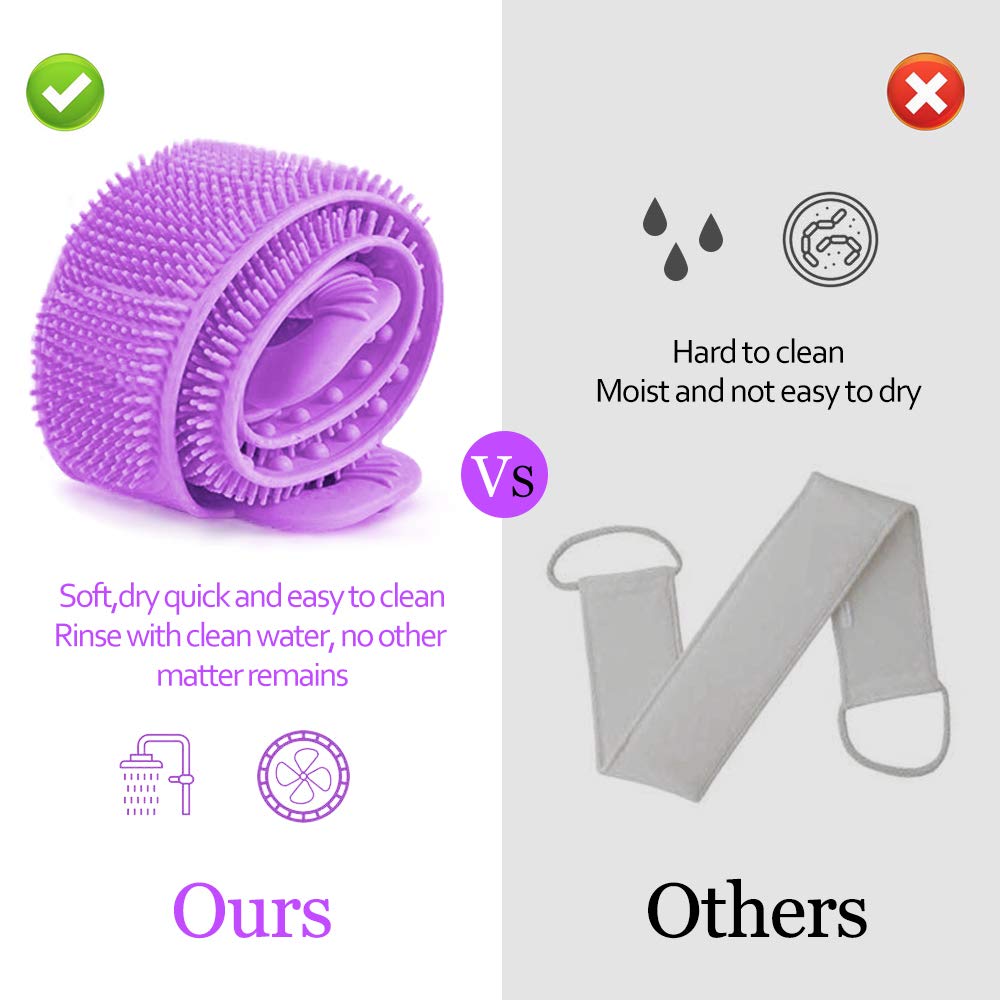 Back Scrubber for Shower,30inches and 35Ã‚½ inches Two Size for Choosing Inmorven Bath Body Brush Silicone Back Brush Extra Long Exfoliating Body Scrubber With Handle for Men and Women.(Purple)