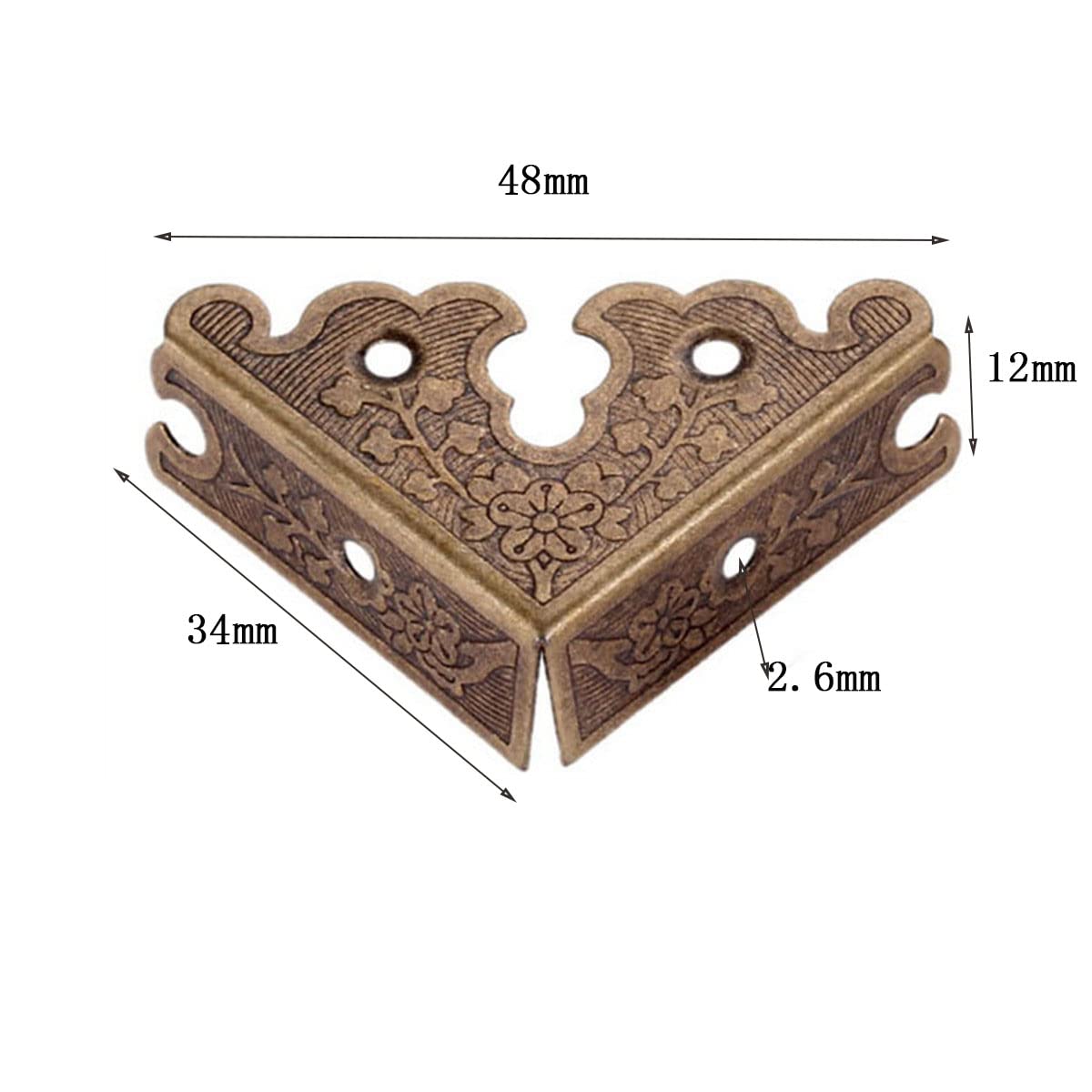 dophee 4Pcs Decorative Corner Protectors, Retro Style Edge Safety Guards Covers for Picture Frame Album Jewelry Box Gift Box Wooden Case Chest Tables Cabinet Furniture, 1.34x1.34-Antique Bronze