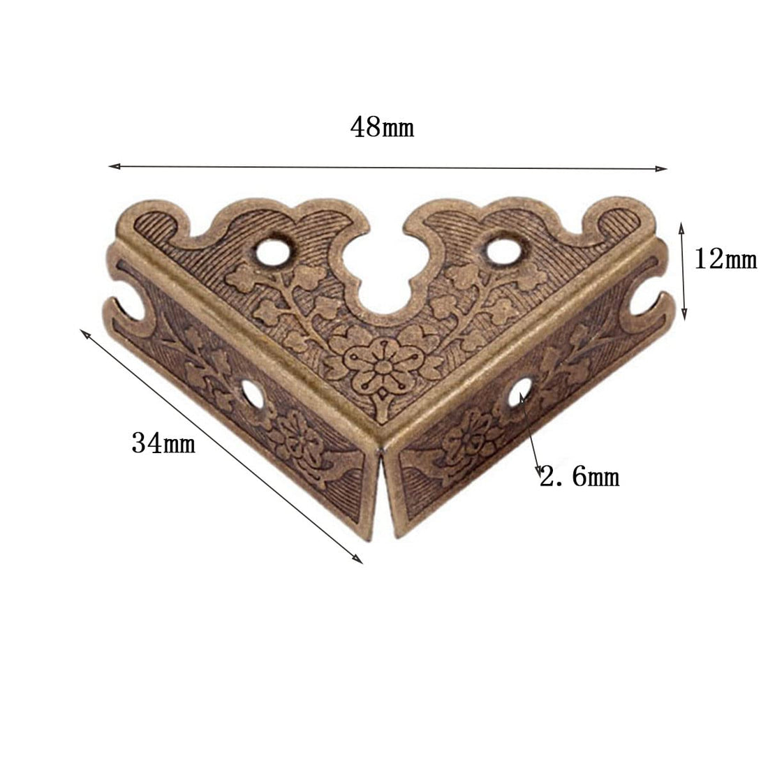 dophee 4Pcs Decorative Corner Protectors, Retro Style Edge Safety Guards Covers for Picture Frame Album Jewelry Box Gift Box Wooden Case Chest Tables Cabinet Furniture, 1.34x1.34-Antique Bronze