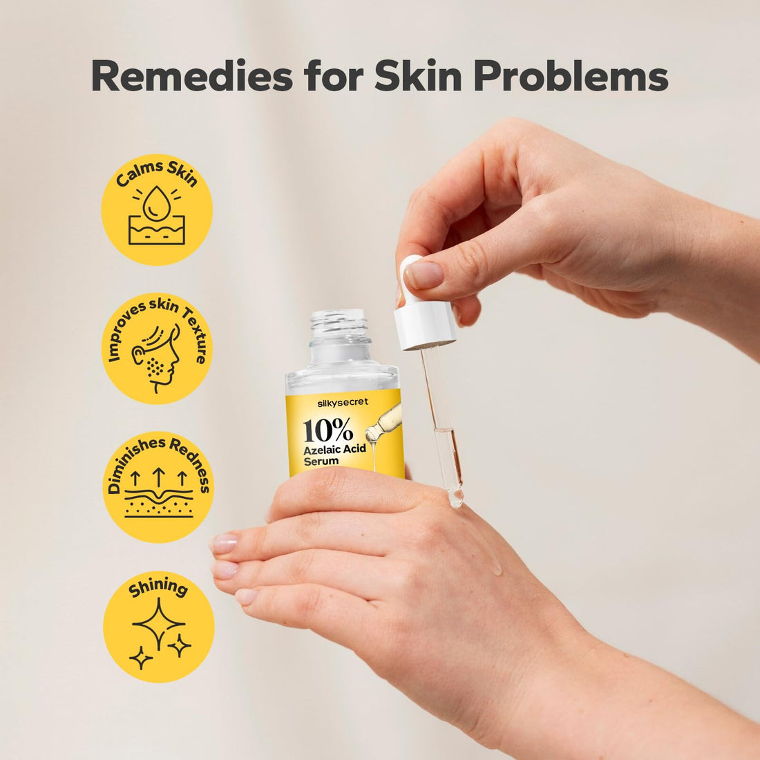 SilkySecret 10% Azelaic Acid Serum (1 Fl Oz), Niacinamide Infused Skin Care for Face, Pore Minimizing, Redness Relief, Reduce Cystic Acne Scar, Blemish Control Serum