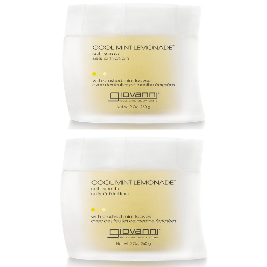 GIOVANNI Cool Mint Lemonade Salt Scrub, 9 oz. Gentle Body Exfoliant With Crushed Mint Leaves, Essential Oils, Peppermint, Aloe, Vitamin E (Pack of 2)