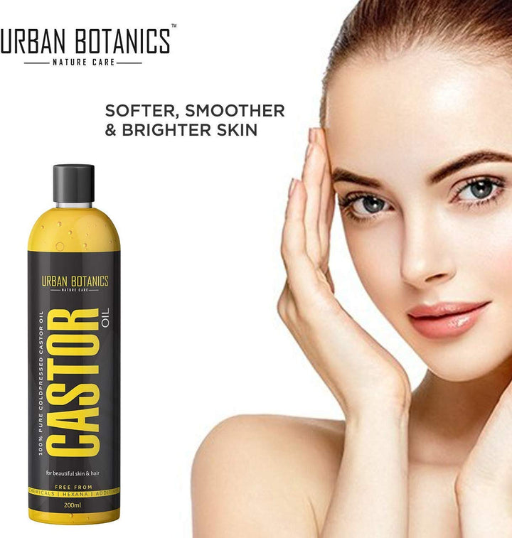 UrbanBotanics® Pure Cold Pressed Castor Oil for Hair and Skin, 200ml