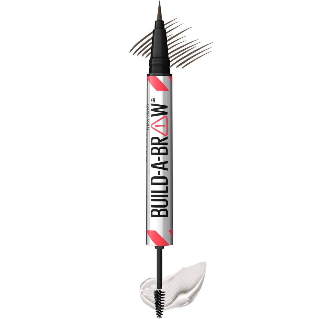 Maybelline Build-A-Brow 2-in-1 Brow Pen and Sealing Eyebrow Gel, Eyebrow Makeup for Real-Looking, Fuller Brows, Black Brown, 1 Count