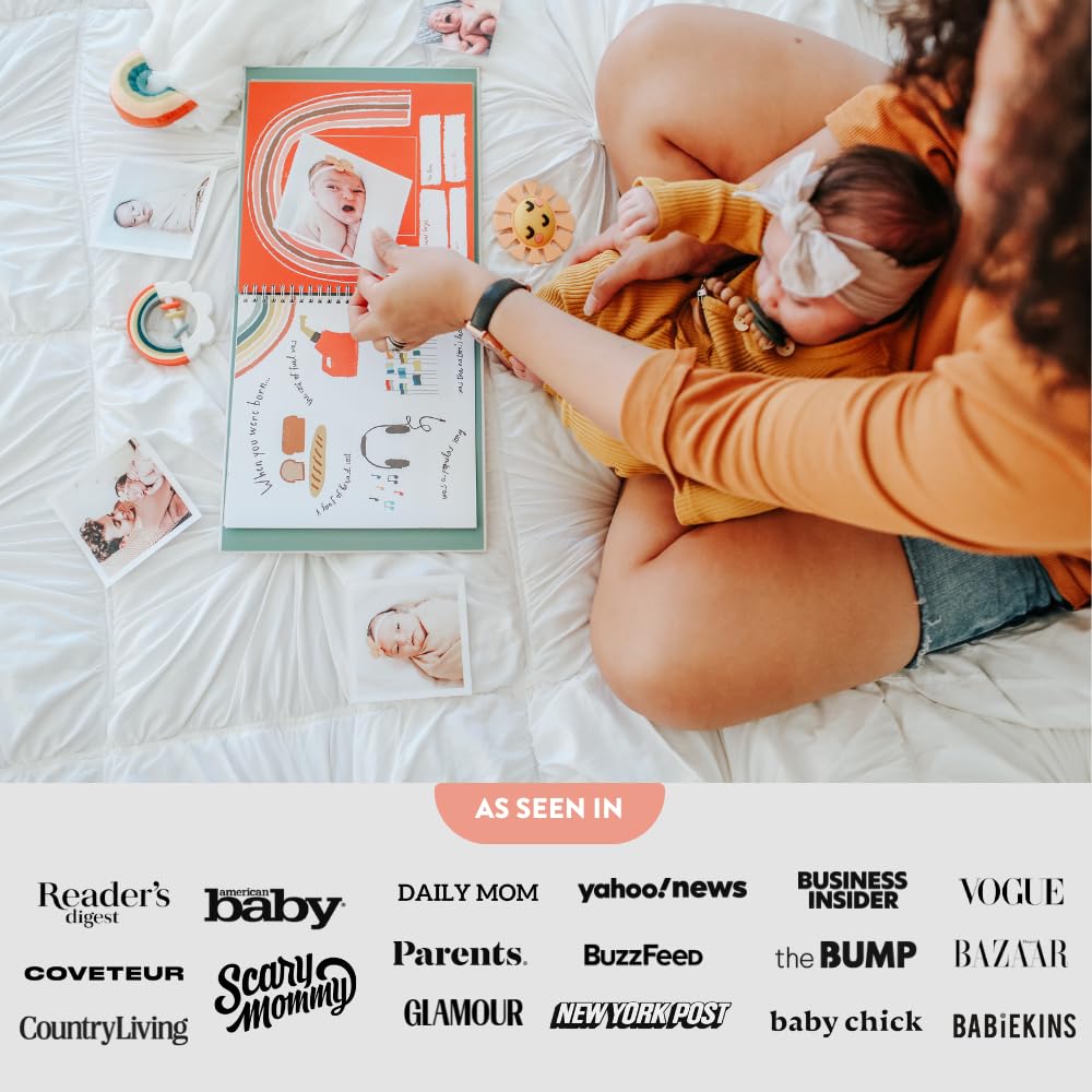 Lucy Darling Baby Memory Book, Themed Baby First Year Book, First 5 Years Journal & Photo Album for Baby Boy/Girl, Keepsake Books, Gender Neutral Memories & Milestone Book, Mom Gift - Little Rainbow