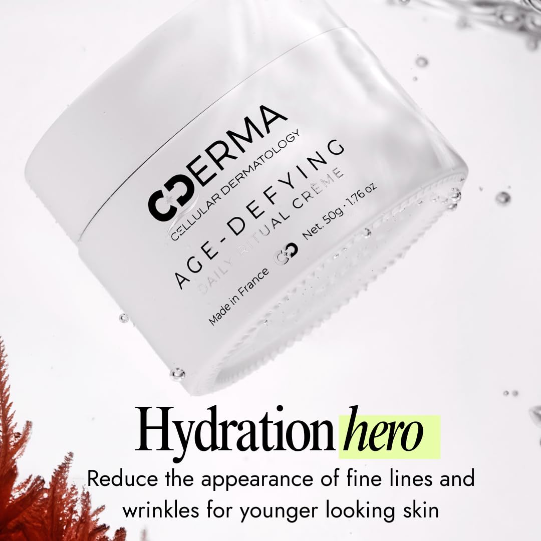 Cellular Dermatology CDERMA Anti-Aging Face Cream Fights Wrinkles, Firming & Hydrating Moisturizer with Dual Hylauronic Acid For Dry Skin, Sensitive Skin, Aging Skin Made in France, 1.76 fl oz