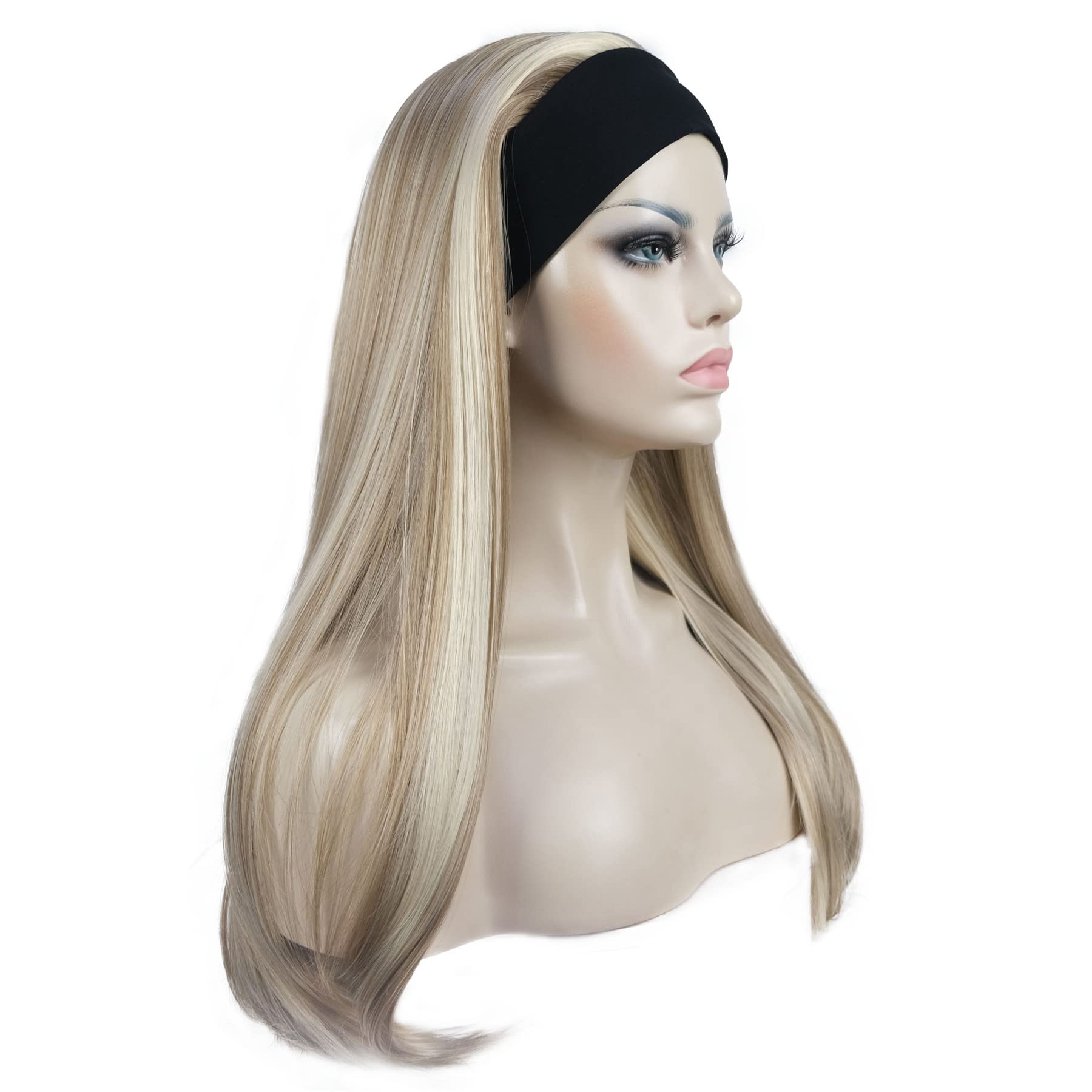 #H16-613: Aimole Long Straight 3/4 Women'S Wigs Hair Piece Synthetic Hair With Black Headband(H16-613)