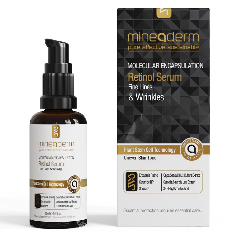 Mineaderm Vitamin C Serum with Hyaluronic Acid | Anti-Aging and Firm Wrinkles Retinol Hydrating Serum for Face | Brightening Facial Serum with Retinol and Molecular Encapsulation - Reduces Dark Spots