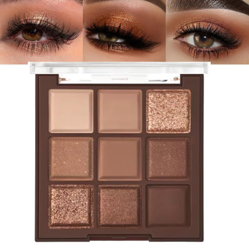 CAKAILA Neutral Nude Brown Eye Shadow Palette,Rose Gold Dark Brown Bronze Naked Cream Eyeshadow Palette Makeup,Highly Pigmented Natural Eyeshadow Palette for Brown Eyes Long Lasting Naturing-Looking