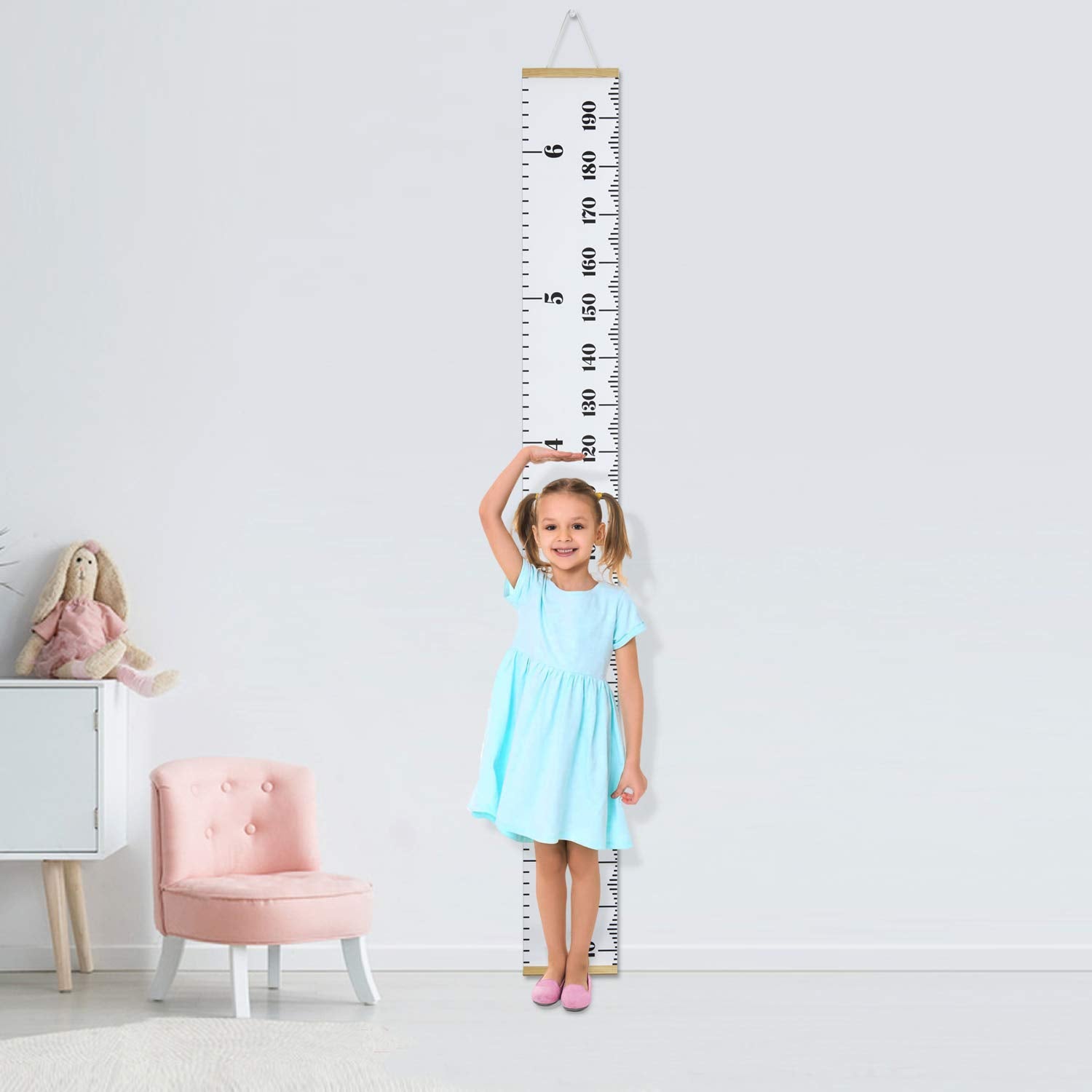 PandaEar Baby Height Growth Chart Ruler| Kids Boys Girls | Removable Wall Decor Measurement 79 x 7.9 (White)