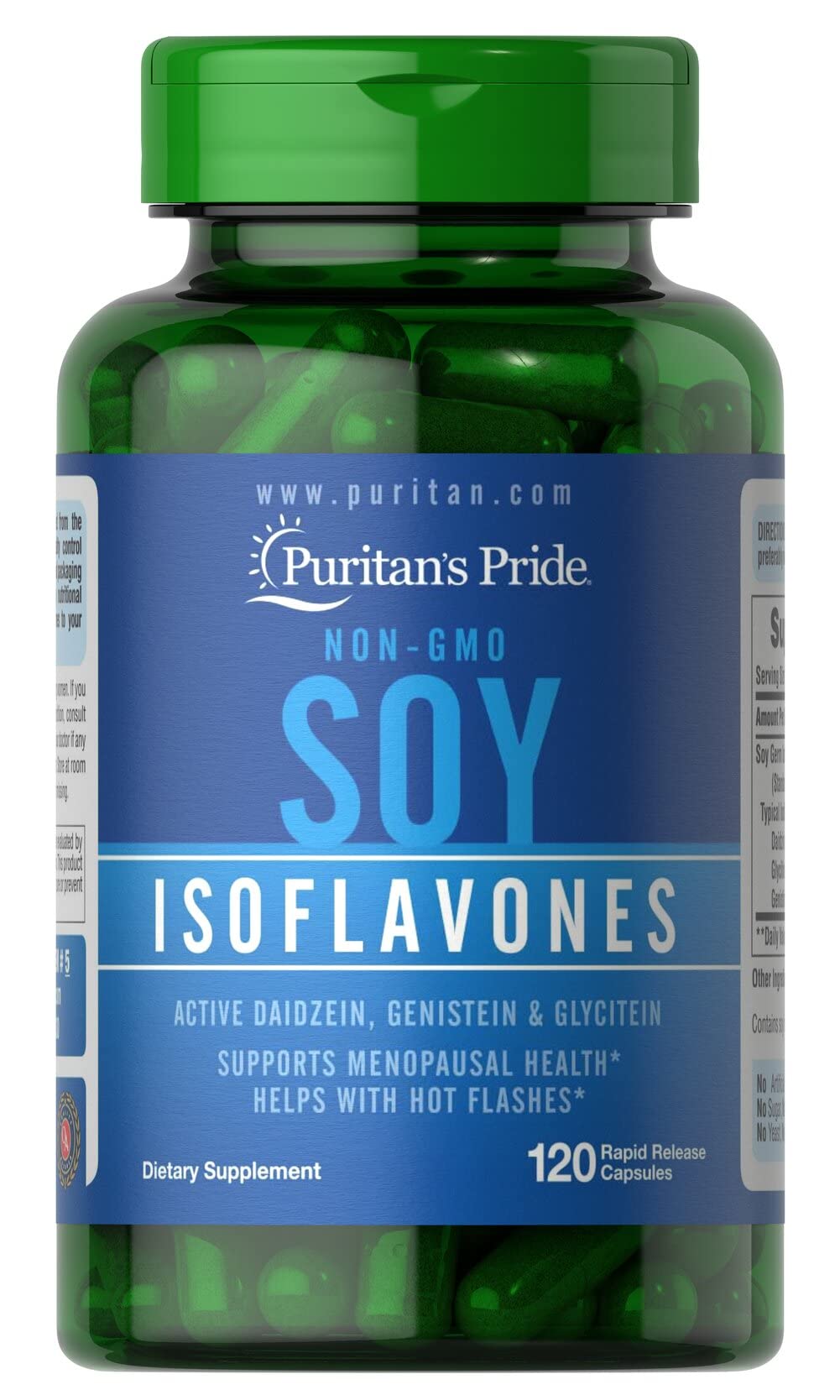 Puritan's Pride Non-GMO Soy Isoflavones Capsule 750 Mg, May Help with hot Flashes in menopausal Women*, 120 ct