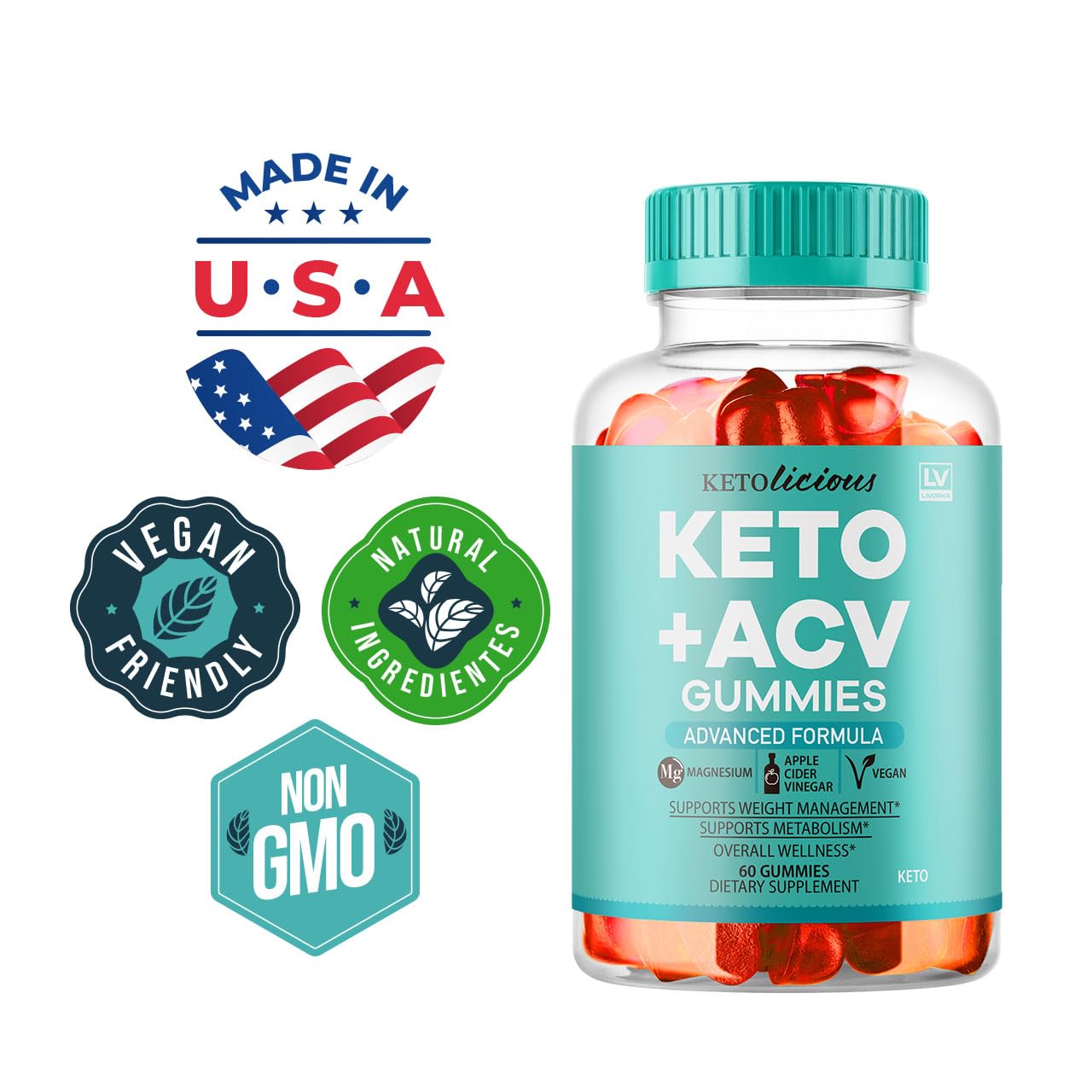 (3 Pack) Ketolicious Keto ACV Gummies Advanced Formula, Ketolicious Gummies, 180 Gummies for 3 Months