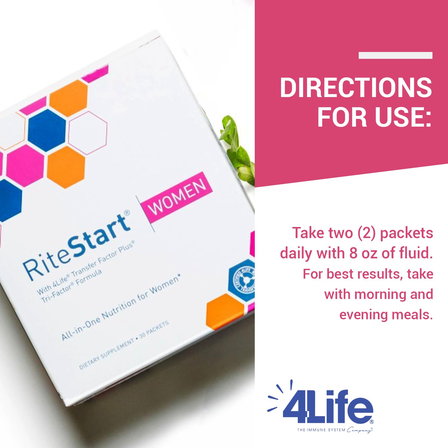 4Life RiteStart Women - Daily Nutritional Pack Supports Immune System Health - Daily Supplement Formula with Zinc, Vitamin C, Biotin, Iron, and Selenium - 1 Box (30 Packets)