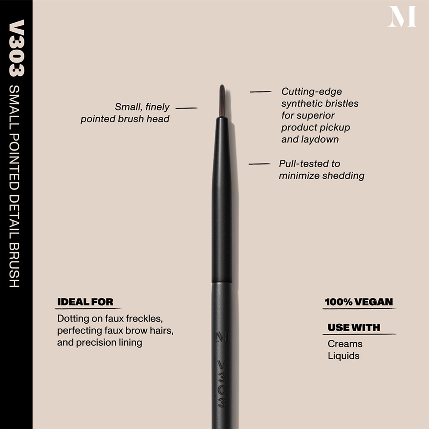 Morphe Vegan Eye Detail Brush Trio - Vegan Makeup Brushes for Powder & Cream Formulas - Cutting-Edge Synthetic Bristles - Includes V301, V303, V305 (3 Count)