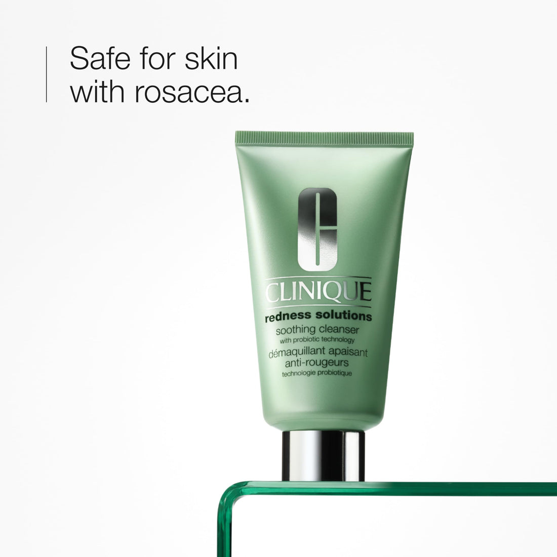 Clinique Redness Solutions Soothing Oil Free Face Cream Cleanser with Probiotic Technology | Appropriate for Skin with Rosacea, 5 Fl Oz