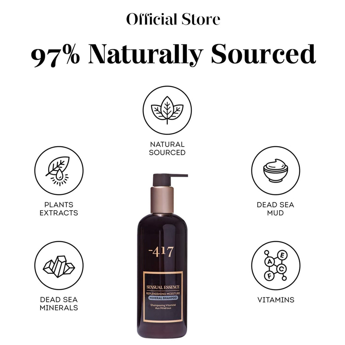 -417 Dead Sea Cosmetics Replenishing Moisture Mineral Shampoo - Cleansing & Nourishing - Perfect Solution For Beautiful Healthy Hair - with Aloe Vera & Sweet Almond Oil 11.83 fl oz.