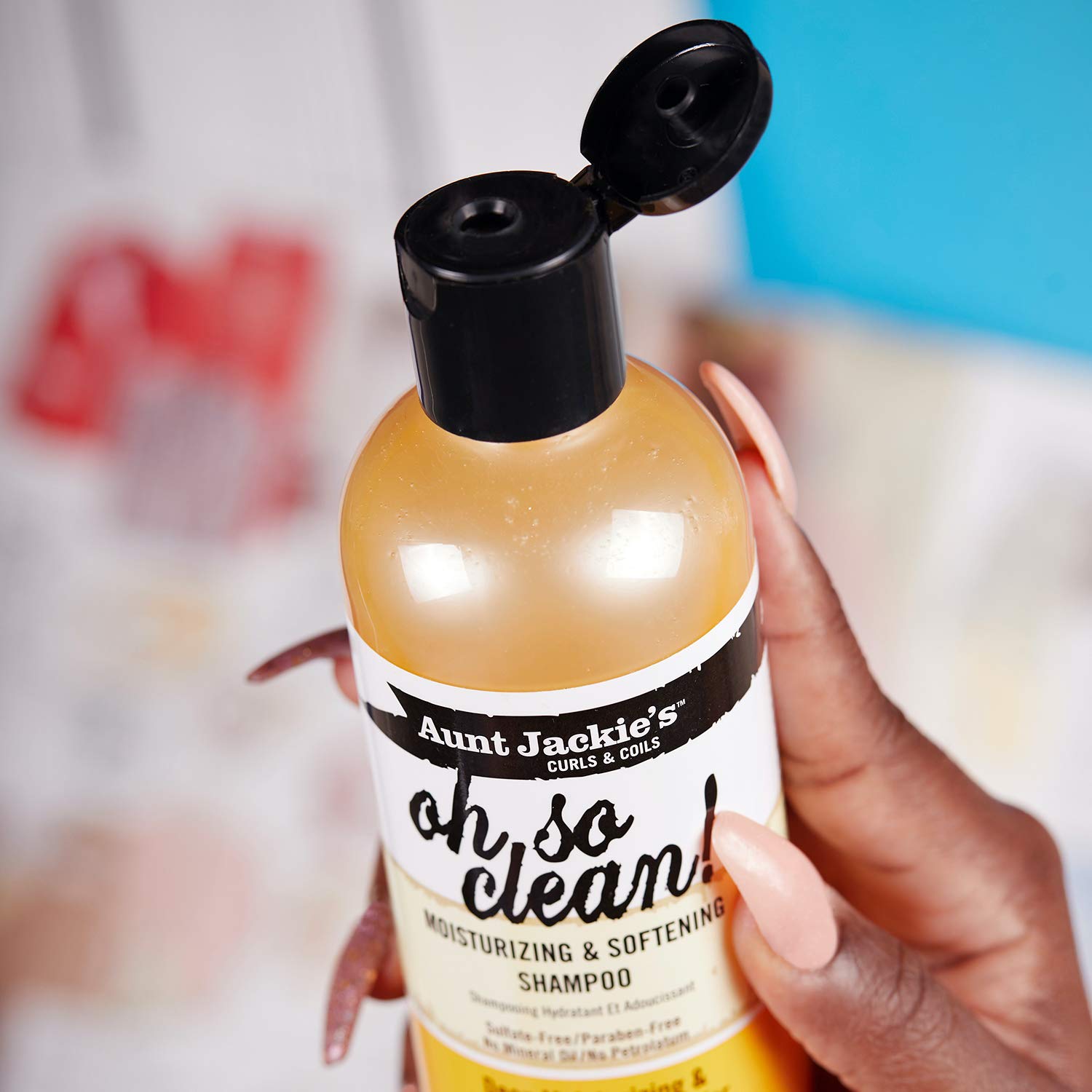 Aunt Jackie's Curls and Coils Oh So Clean Deep Moisturizing and Softening Hair Shampoo for Natural Curls, Coils and Waves, Enriched shea Butter, 16 oz