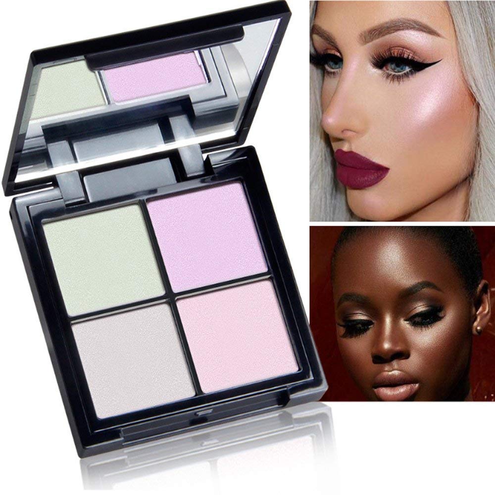 Highlighter 4 Colors Glow Kit Makeup Powder Face Illuminating Repair Highlighting Bronzer Palette