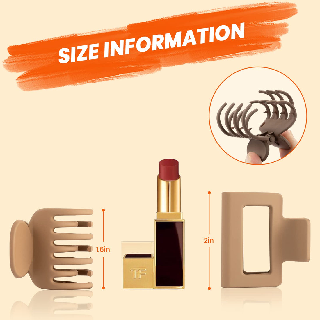 DEPOKA Matte Hair Clips for Women Girls - 2 Rectangle & 1.6 Double Row Teeth Small Jaw Clips, Non-Slip Design for Thin/Fine Hair (White, Khaki, Brown, Black)