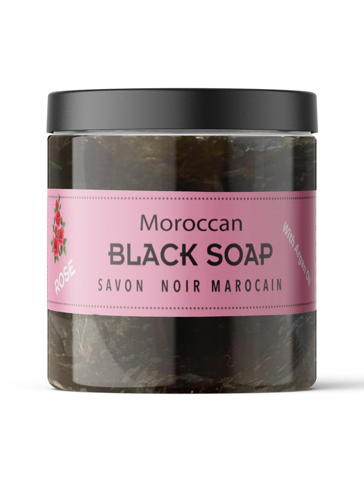 Moroccan Black Soap - Rose -16 oz value size