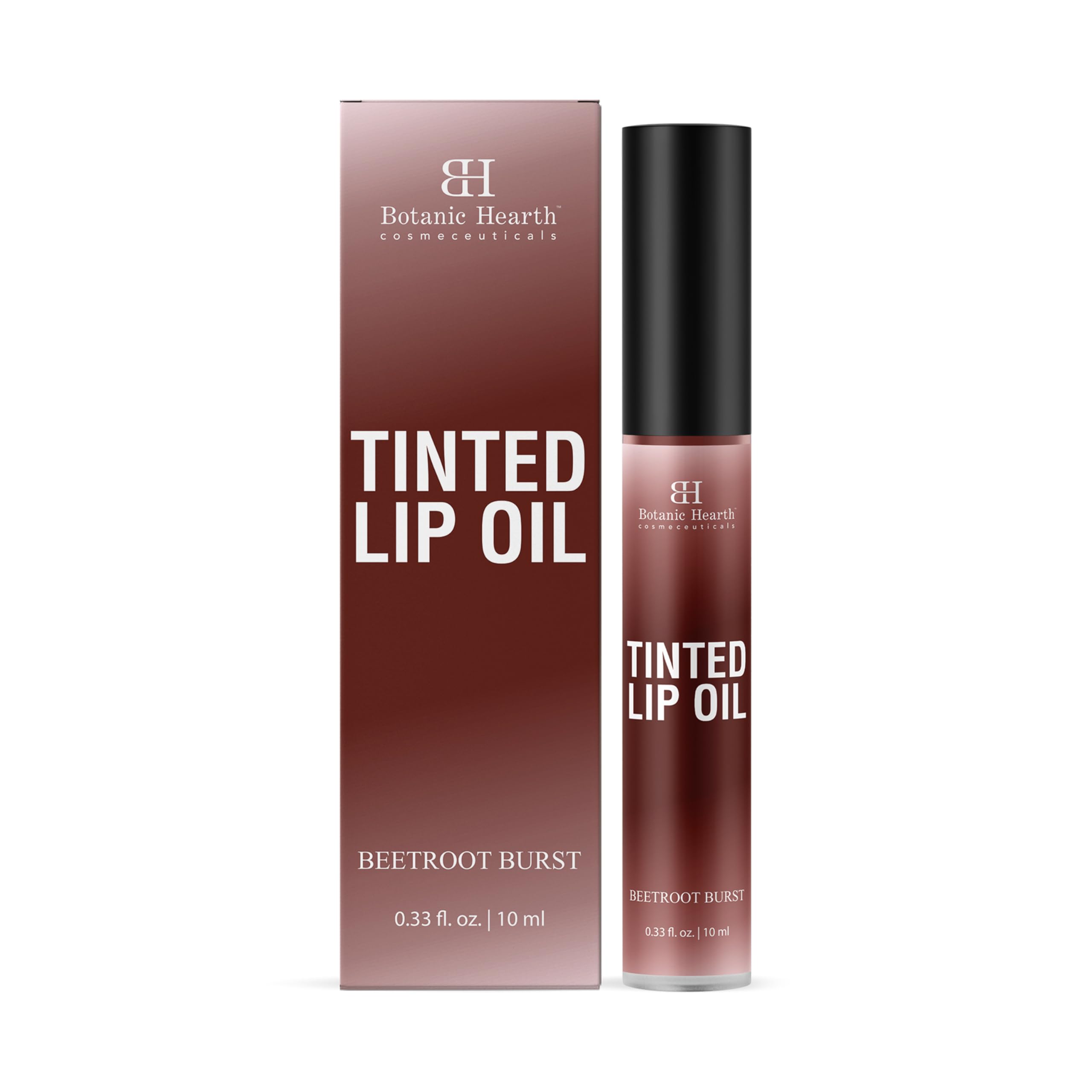 Botanic Hearth Tinted Lip Oil | Moisturizing Lip Gloss Oil for Dry Lips | Deep Red Gloss | Lightweight & Non Greasy | 0.3fl oz