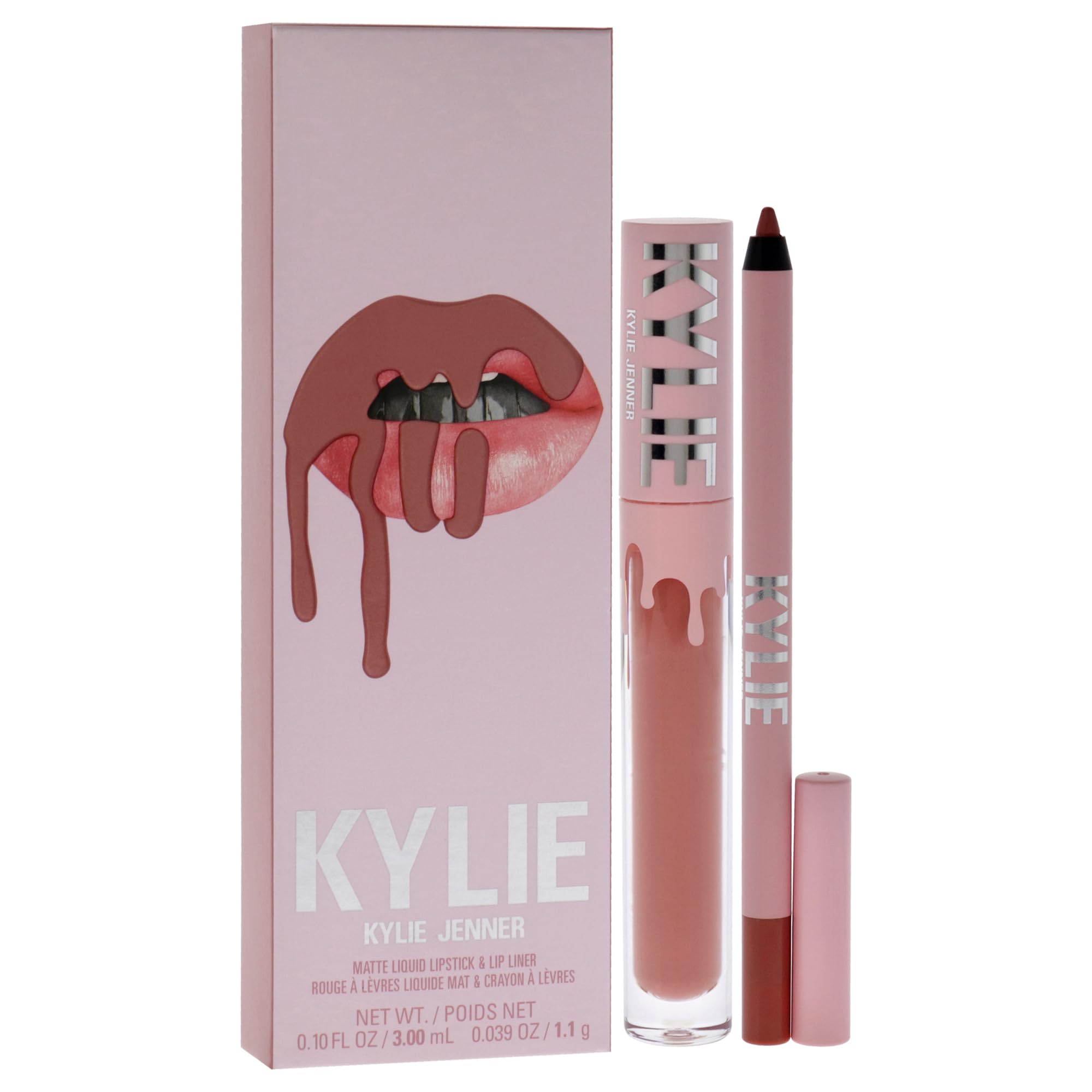 Kylie Cosmetics Matte Lip Kit - 802 Candy for Women - 2 Pc 0.10 oz Matte Liquid Lipstick, 0.03 oz Lip Liner