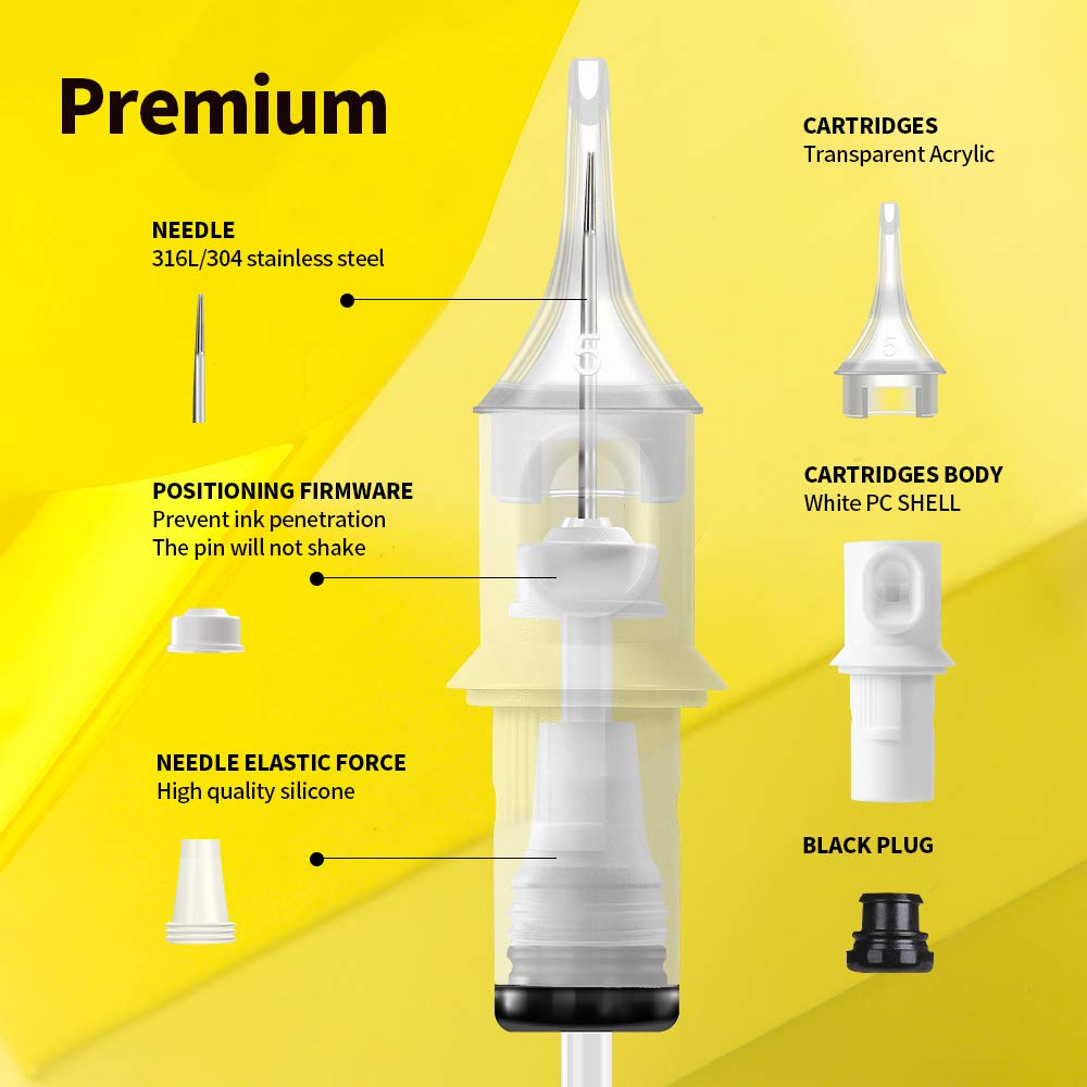 Hawink Tattoo Cartridge Needles #10 Bugpin 17 Curved/Round Magnum M-Taper 50PCS with Membrane Professional Disposable EN05C-50-1017RM
