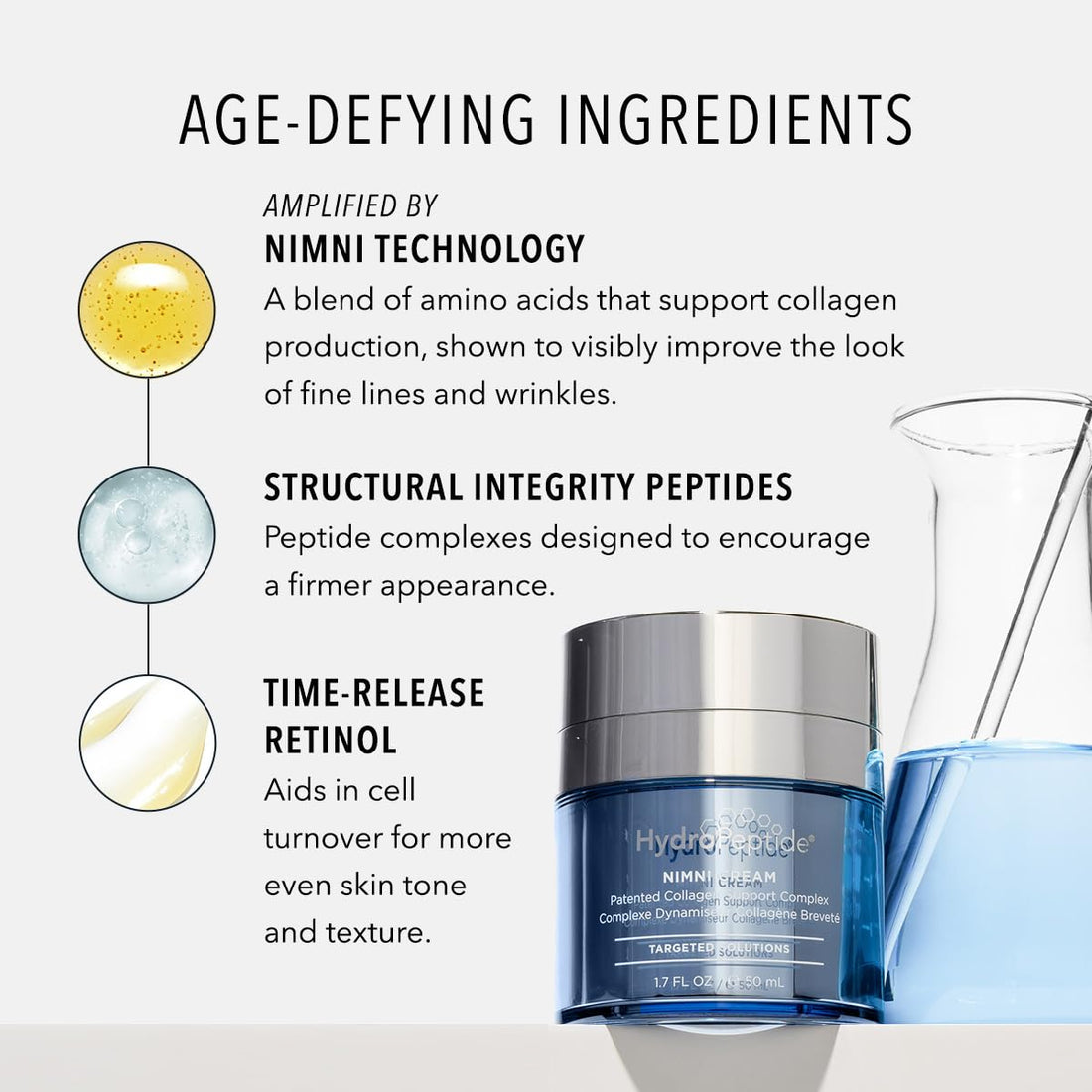 HydroPeptide Nimni Cream, Patented 0.25% Retinol Collagen Support Complex, Enhance Appearance of Healthy Skin, 1.7 Ounce