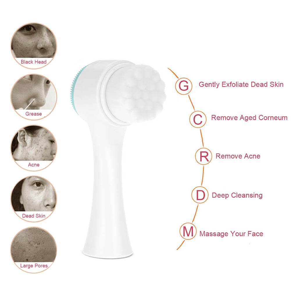 Sonew Blue: Facial Cleansing Brush, Double Sided Clean & Exfoliating & Massage Soft Bristles, Silicon Face Pore Cleanse, Blackhead, Acne Dry Or Wet Multi-Purpose(Blue)