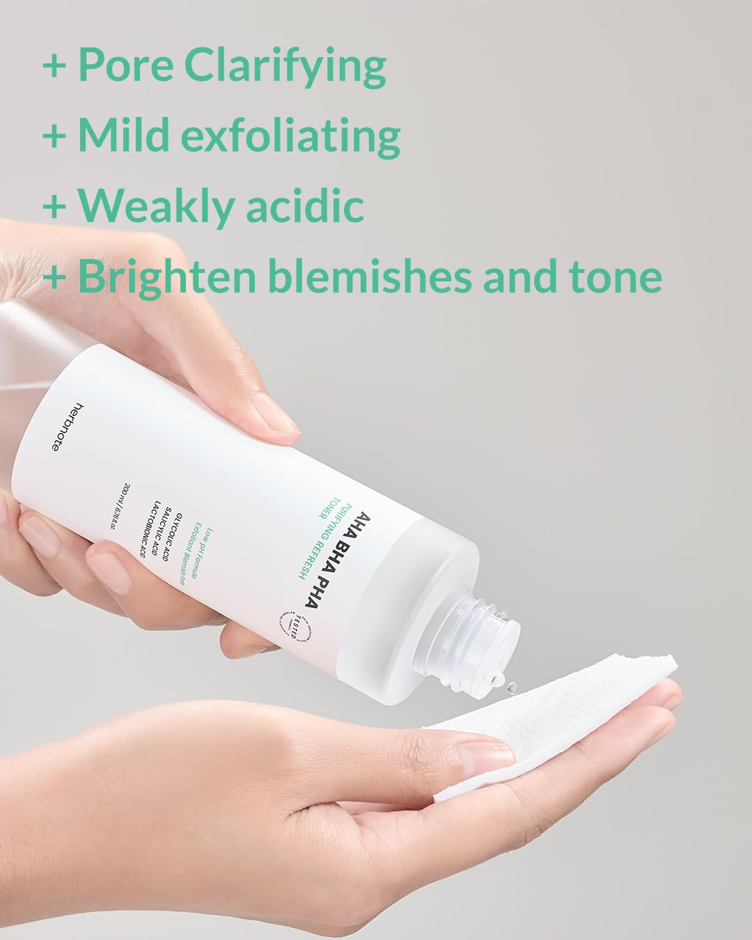 HERBNOTE AHA BHA PHA Purifying Refresh Toner - Skin Trouble Eraser, Immediate Exfoliation & Sebum Removal - Contains Niacinamide for Breakouts - Removes Blocked Sebum & Dead Skin Cells, 6.76 f l. oz