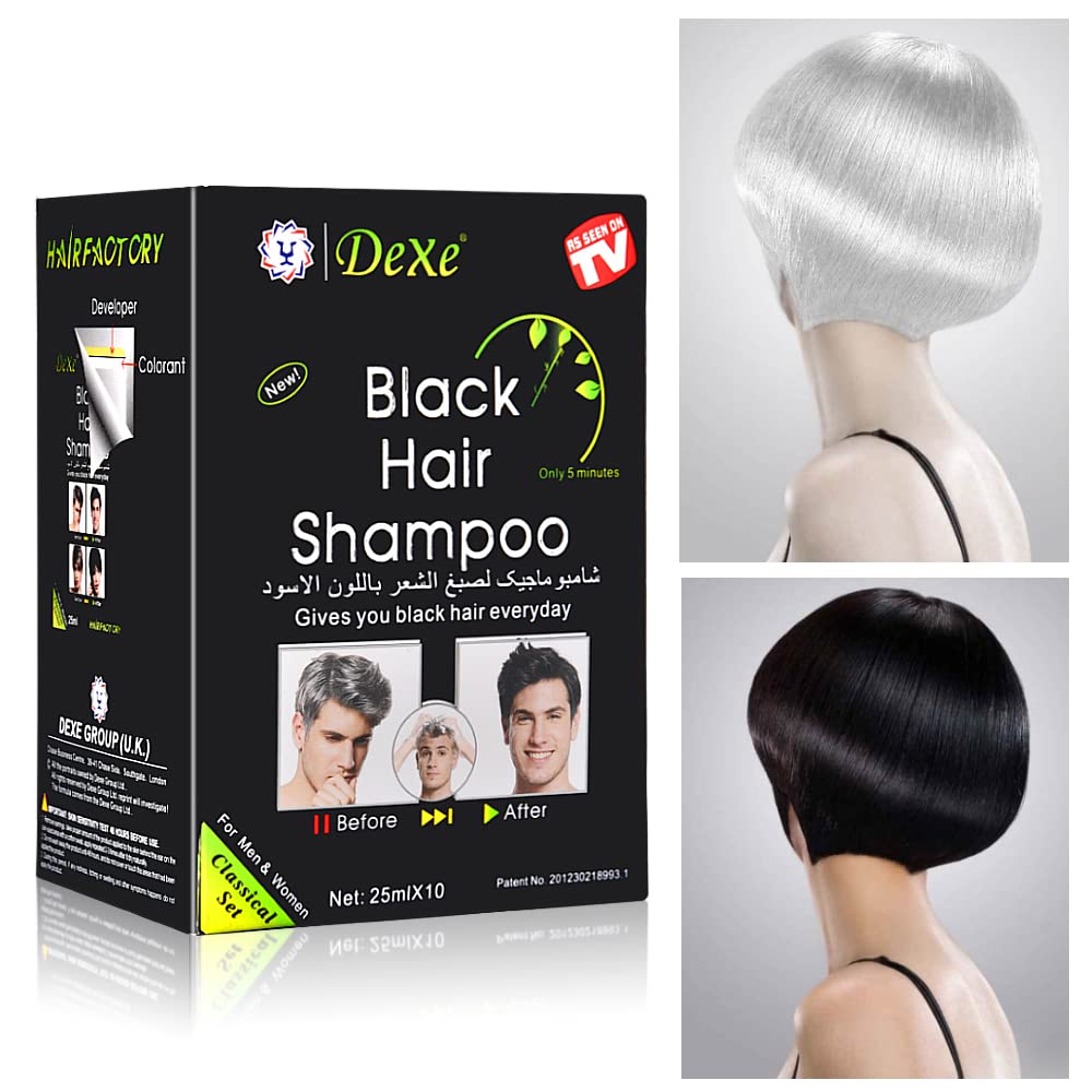 Yuolita 10 PCS Hair Dye Shampoo for Men Women, Black, Natural Hair, Instant Hair Dye, Lasts 30 Days, Great Choice for Woman & Man