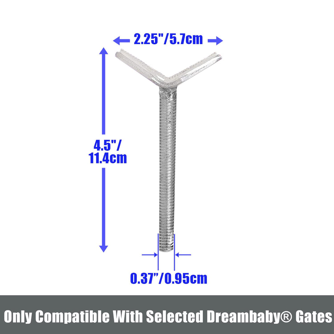 Dreambaby Y-Shaped Spindle Rod Banister Gate Adaptors - For Dreambaby Pressure Mounted Gates - 9.5mm Diameter Size & 4.5inch Length - Silver - 2 Count (Pack of 1) - Model L196