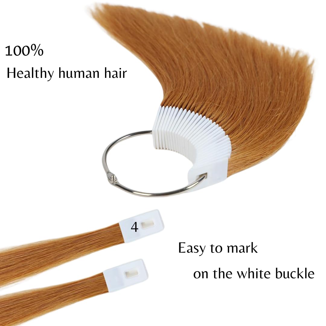 RINBOOOL 8'', Brown: Hair Swatches For Testing Color Natural Brown 100% Human Hair Color Ring Chart For Salon 30Piece/Pack