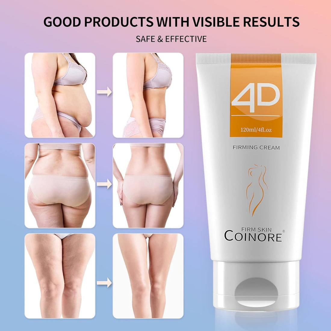 B Flat Belly Firming Cream - Stomach Cellulite Firming Cream, Thighs & Butt, Moisturizing Lotion, 4 Fl Oz