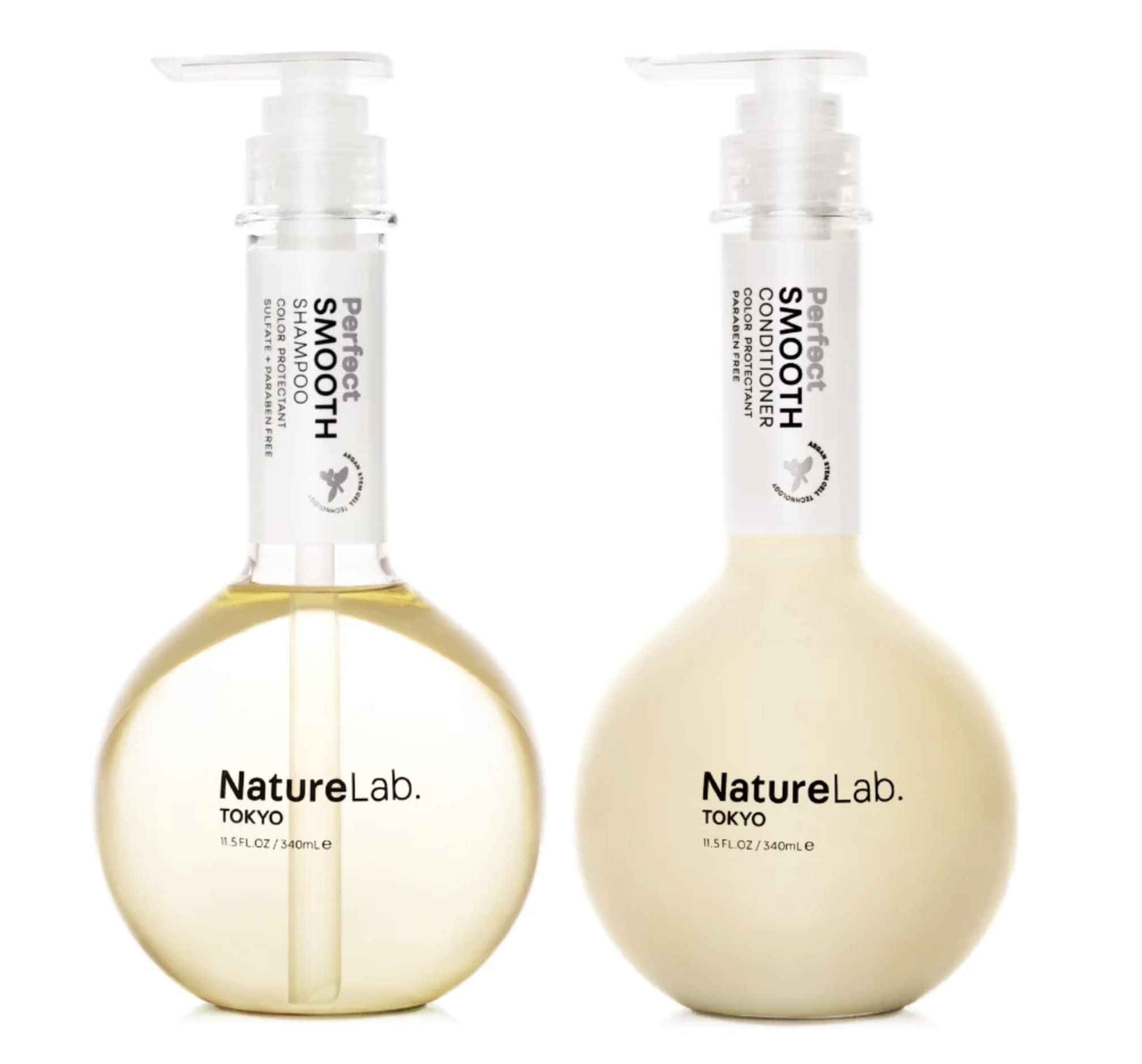 NatureLab. TOKYO Perfect Smooth Shampoo & Conditioner: Weightless Frizz Control for Smoother, Healthier Hair and Scalp I 11.5 FL OZ Each