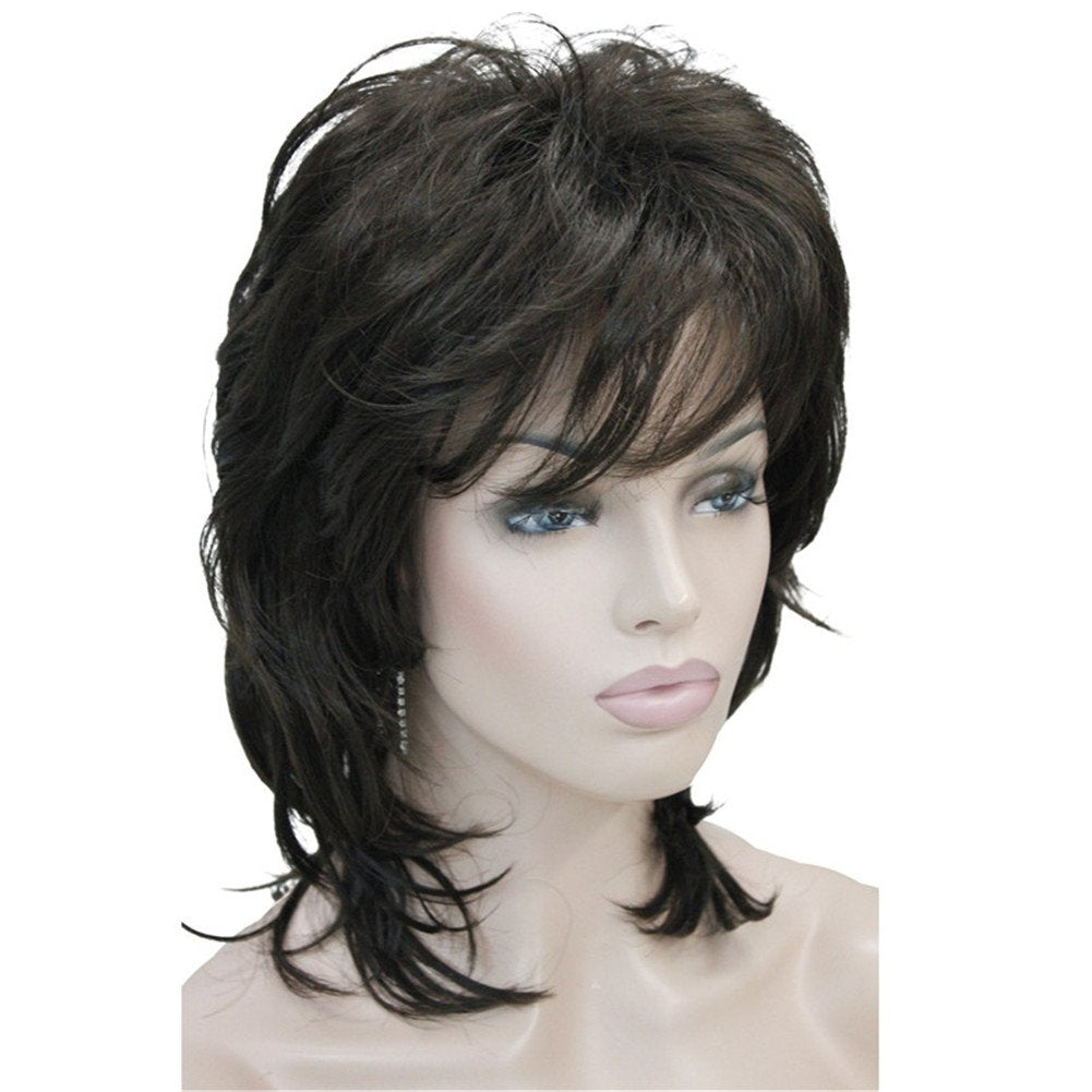 #6-Chestnut Brown: Aimole Soft Shaggy Layered Medium Length Classic Cap Synthetic Women Wigs(6-Chestnut Brown)