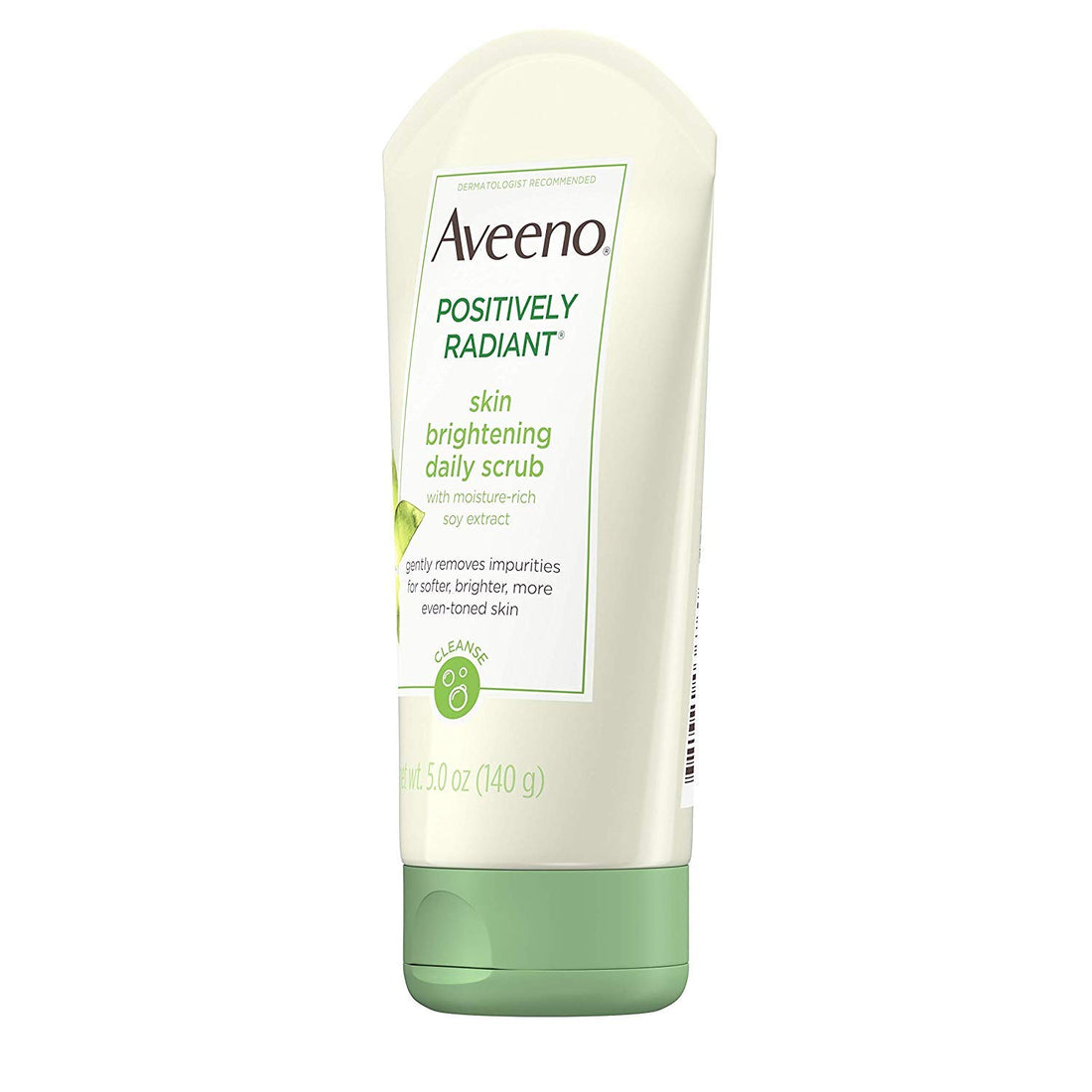 Aveeno Positively Radiant Skin Brightening Exfoliating Daily Facial Scrub with Moisture-Rich Soy Extract, Jojoba & Castor Oils, Soap-Free, Hypoallergenic & Non-Comedogenic Face Cleanser, 5 oz (Pack of