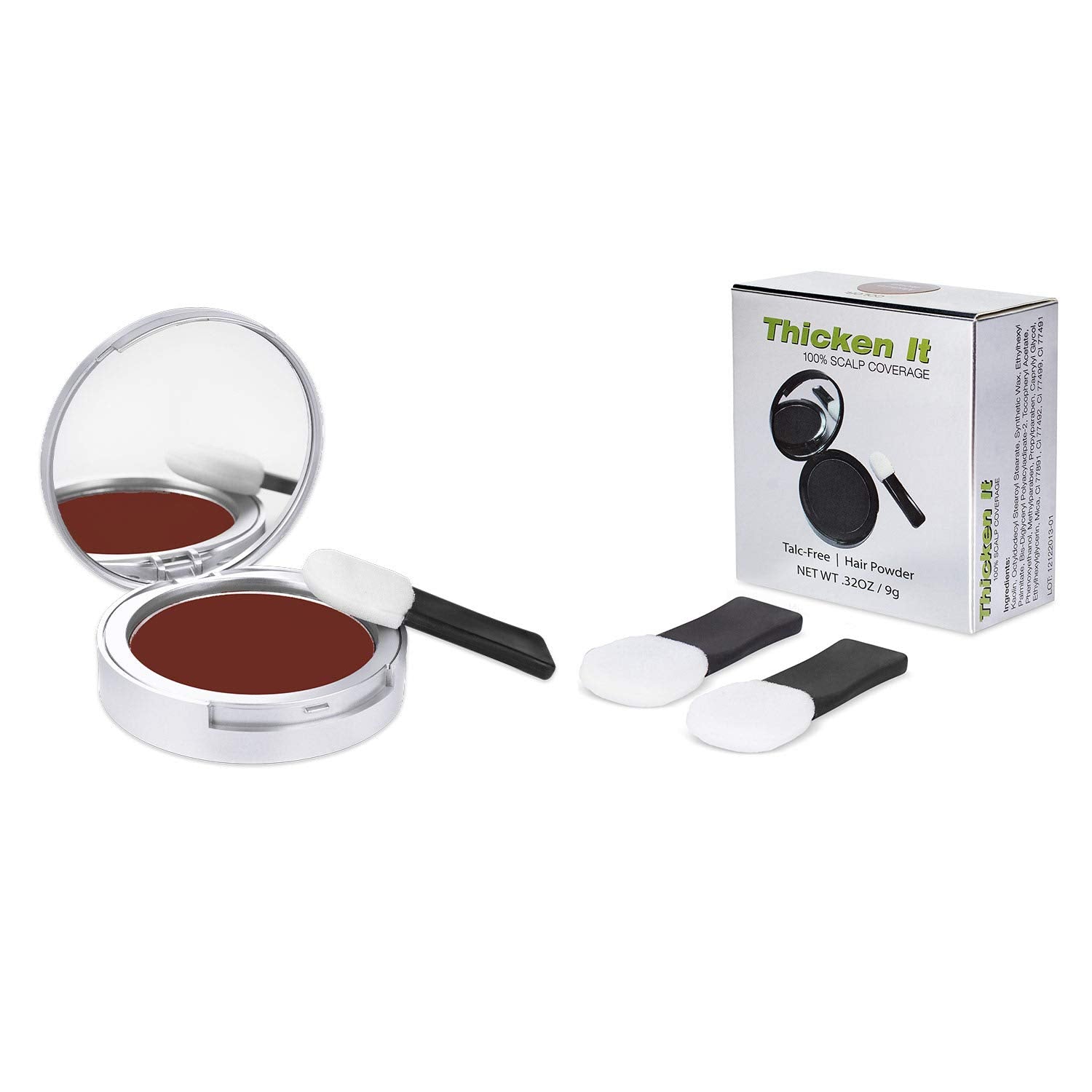 Thicken It 100% Scalp Coverage Hair Powder - RED - Talc- .32 oz. Water Resistant Hair Loss Concealer for men and women. Naturally Thicker Than Hair Fibers & Spray Concealers