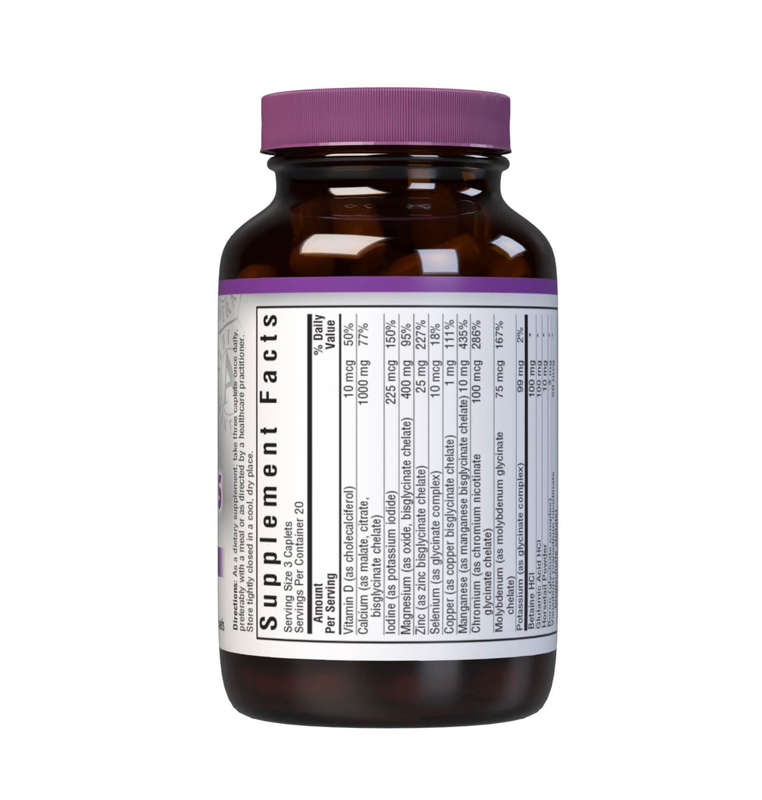 Bluebonnet Nutrition High Potency Chelated Multiminerals (Iron-Free), Albion Chelated Minerals, Soy-Free, Gluten-Free, Non-GMO, Kosher Certified, Dairy-Free, 60 Caplets, 20 Servings