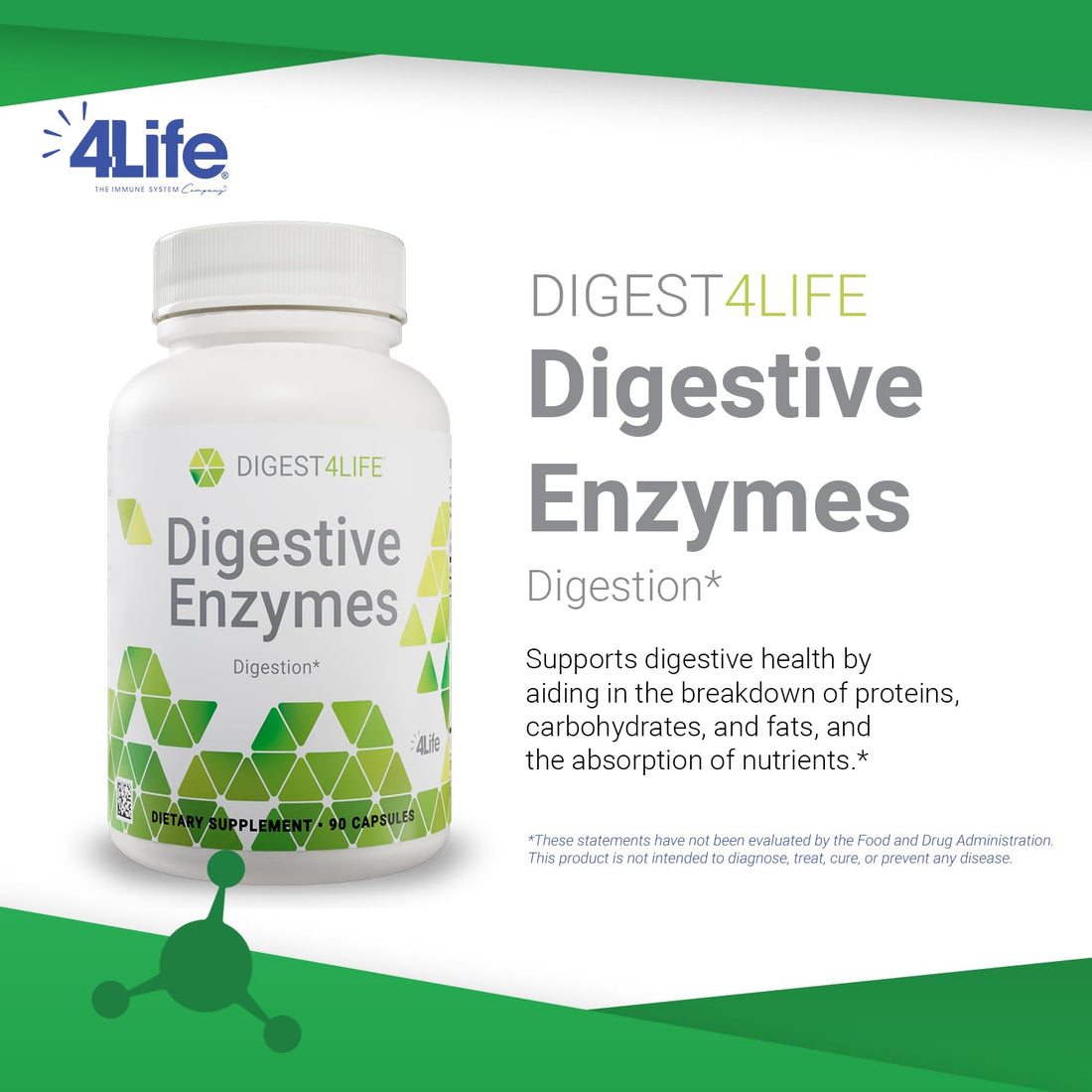 4Life Digestive Enzymes - Supports Digestive and Intestinal Health, Food Absorption, and Breakdown of Protein, Carbohydrates, and Fats - 90 Capsules