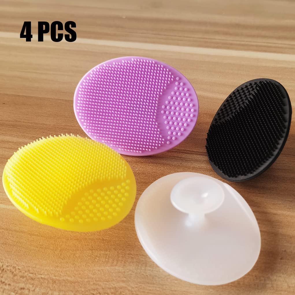 Silicone Facial Cleansing Brush, Soft Face Brush, Blackhead Acne Pore Pad - Face Exfoliator & Deep Cleaning 4 Pack