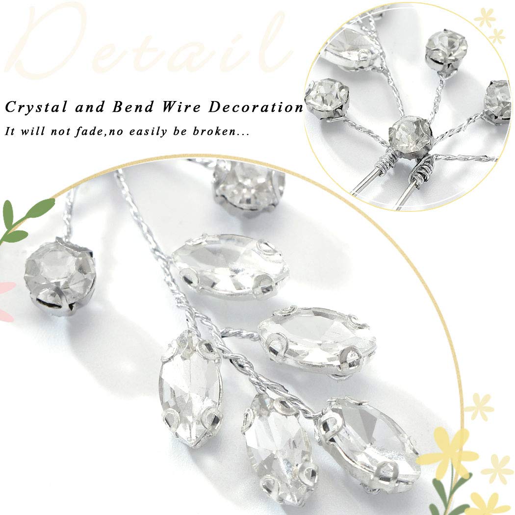 Unicra Bride Wedding Crystal Hair Pins Bridal Rhinestone Hair Pieces Wedding Hair Accessories for Women and Girls (Silver)