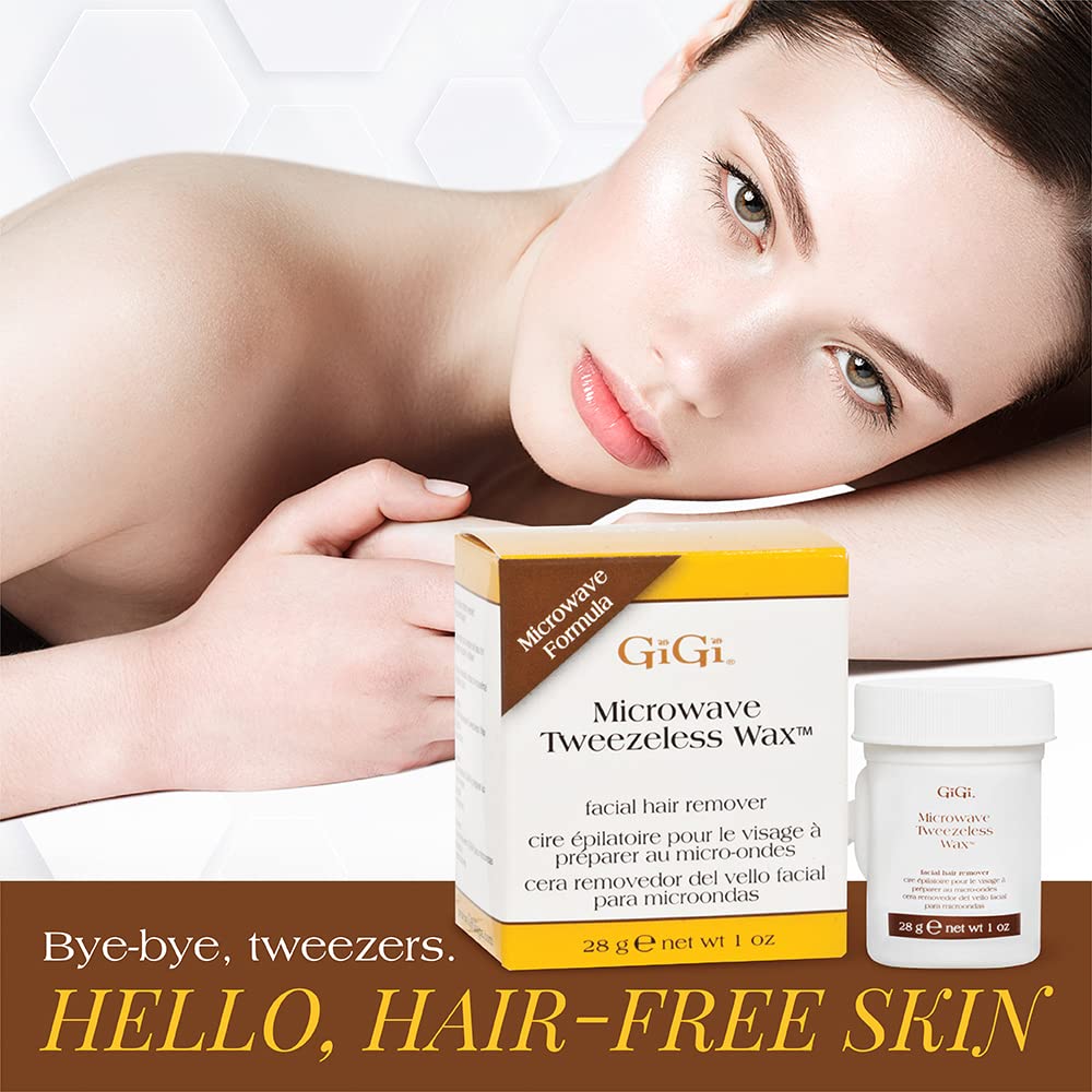 GiGi Microwave Tweezeless Wax - Non-Strip Facial Hair Remover, Honey-Infused, 1 oz