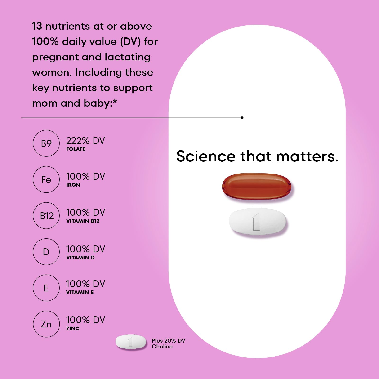 ONE A DAY Women’s Prenatal Advanced Complete Multivitamin with Brain Support* with Choline, Folic Acid, Omega-3 DHA & Iron for Pre, During & Post Pregnancy, 60+60 Ct (120 Total) (Packaging May Vary)