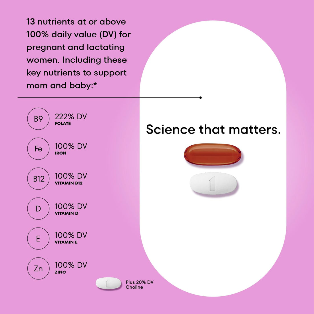 ONE A DAY Women’s Prenatal Advanced Complete Multivitamin with Brain Support* with Choline, Folic Acid, Omega-3 DHA & Iron for Pre, During & Post Pregnancy, 60+60 Ct (120 Total) (Packaging May Vary)